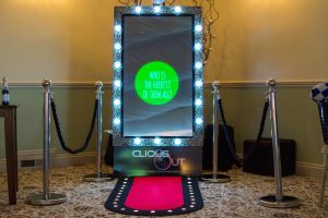 Ornate framed magic mirror photo booth with lights